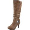 image:imageTOP Moda Womens Page65 Knee High Round Toe LaceUp Slouched High Heel BootsCognacButton