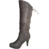 image:imageTOP Moda Womens Page65 Knee High Round Toe LaceUp Slouched High Heel BootsGray Pu