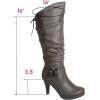 image:imageTOP Moda Womens Page65 Knee High Round Toe LaceUp Slouched High Heel BootsGray Pu