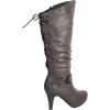 image:imageTOP Moda Womens Page65 Knee High Round Toe LaceUp Slouched High Heel BootsGray Pu