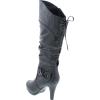 image:imageTOP Moda Womens Page65 Knee High Round Toe LaceUp Slouched High Heel BootsGrey10