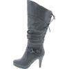 image:imageTOP Moda Womens Page65 Knee High Round Toe LaceUp Slouched High Heel BootsGrey10