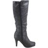 image:imageTOP Moda Womens Page65 Knee High Round Toe LaceUp Slouched High Heel BootsGreyButton