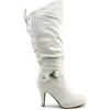 image:imageTOP Moda Womens Page65 Knee High Round Toe LaceUp Slouched High Heel BootsPremier White