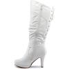 image:imageTOP Moda Womens Page65 Knee High Round Toe LaceUp Slouched High Heel BootsPremier White