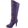 image:imageTOP Moda Womens Page65 Knee High Round Toe LaceUp Slouched High Heel BootsPurple