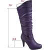 image:imageTOP Moda Womens Page65 Knee High Round Toe LaceUp Slouched High Heel BootsPurple