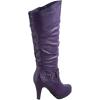 image:imageTOP Moda Womens Page65 Knee High Round Toe LaceUp Slouched High Heel BootsPurple