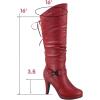 image:imageTOP Moda Womens Page65 Knee High Round Toe LaceUp Slouched High Heel BootsRed