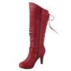 image:imageTOP Moda Womens Page65 Knee High Round Toe LaceUp Slouched High Heel BootsRed