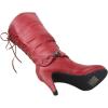 image:imageTOP Moda Womens Page65 Knee High Round Toe LaceUp Slouched High Heel BootsRed
