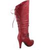 image:imageTOP Moda Womens Page65 Knee High Round Toe LaceUp Slouched High Heel BootsRed