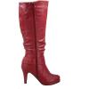 image:imageTOP Moda Womens Page65 Knee High Round Toe LaceUp Slouched High Heel BootsRedButton