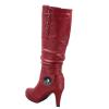 image:imageTOP Moda Womens Page65 Knee High Round Toe LaceUp Slouched High Heel BootsRedButton