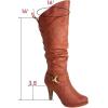 image:imageTOP Moda Womens Page65 Knee High Round Toe LaceUp Slouched High Heel BootsTan Pu