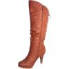 image:imageTOP Moda Womens Page65 Knee High Round Toe LaceUp Slouched High Heel BootsTan Pu