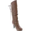 image:imageTOP Moda Womens Page65 Knee High Round Toe LaceUp Slouched High Heel BootsTaupe