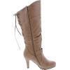 image:imageTOP Moda Womens Page65 Knee High Round Toe LaceUp Slouched High Heel BootsTaupe