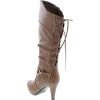 image:imageTOP Moda Womens Page65 Knee High Round Toe LaceUp Slouched High Heel BootsTaupe