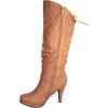 image:imageTOP Moda Womens Page65 Knee High Round Toe LaceUp Slouched High Heel BootsTaupe Pu