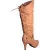 image:imageTOP Moda Womens Page65 Knee High Round Toe LaceUp Slouched High Heel BootsTaupe Pu