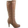 image:imageTOP Moda Womens Page65 Knee High Round Toe LaceUp Slouched High Heel BootsTaupeButton