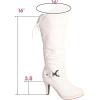 image:imageTOP Moda Womens Page65 Knee High Round Toe LaceUp Slouched High Heel BootsWhite Pu