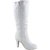 image:imageTOP Moda Womens Page65 Knee High Round Toe LaceUp Slouched High Heel BootsWhiteButton