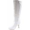 image:imageTOP Moda Womens Page65 Knee High Round Toe LaceUp Slouched High Heel BootsWhiteButton
