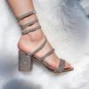 image:imageTOP Moda Womens Rhinestone Strappy Spiral Ankle Strap Low Chunky Block Heel SandalsRose Gold Rhinestone