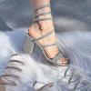 image:imageTOP Moda Womens Rhinestone Strappy Spiral Ankle Strap Low Chunky Block Heel SandalsSilver Rhinestone
