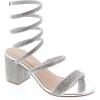 image:imageTOP Moda Womens Rhinestone Strappy Spiral Ankle Strap Low Chunky Block Heel SandalsSilver Rhinestone