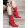 image:imageTOP Moda Womens Sexy Pointed Toe Ankle Boots Stiletto Heels Stretch BootiesRed