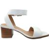 image:imageTruFox Womens Chunky Block Low Heel Ankle Strap Open Toe Dress SandalWhite