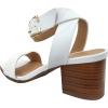 image:imageTruFox Womens Chunky Block Low Heel Ankle Strap Open Toe Dress SandalWhite