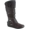 image:imageTOP Moda Bank81 Womens Fashion Round Toe Flat Heel Zipper Buckle Slouchy MiBrown Pu