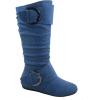 image:imageTOP Moda Bank81 Womens Fashion Round Toe Flat Heel Zipper Buckle Slouchy MiDenim Blue