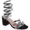 image:imageTOP Moda Diamond29 Womens Butterfly Spiral Coil Wrap Dressy Block Heel Sandal Nonslip sole Rhinestone High Heel Sandals For Wedding Party Prom Evening WearBlack Nub