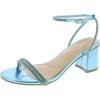 image:imageTOP Moda Shoes Women Block Short Heels Open Toe Ankle Strap Bling Rhinestone City1Blue Metallic
