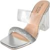 image:imageTOP Moda Shoes Women Clear Block Mule High Heels SquareToe Sandals Strap Bling Rhinestone VENICE1Silver
