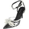 image:imageTOP Moda Shoes Women Stiletto High Heels PointedToe Ankle Strap Bling Rhinestone ParsonBlack Pu