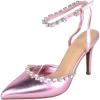 image:imageTOP Moda Shoes Women Stiletto High Heels PointedToe Ankle Strap Bling Rhinestone ParsonPink Metallic