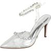 image:imageTOP Moda Shoes Women Stiletto High Heels PointedToe Ankle Strap Bling Rhinestone ParsonSilverClear