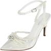 image:imageTOP Moda Shoes Women Stiletto High Heels PointedToe Ankle Strap Bling Rhinestone ParsonWhite Pu