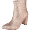 image:imageTOP Moda Women Ankle Boots Block High Heels Rhinestone Bling Glitter Short Booties Side Zipper PointedToe Brazil8Rose Gold