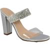 image:imageTOP Moda Women Clear Open Round Toe Double Strap Rhinestone Embellished Chunky Mule Heel SandalSilver26