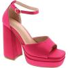 image:imageTOP Moda Women High Heels Chunky Block Platform Ankle Strap Open Square Toe Heels SandalsFuchsia Satin