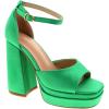 image:imageTOP Moda Women High Heels Chunky Block Platform Ankle Strap Open Square Toe Heels SandalsGreen Satin