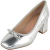 image:imageTOP Moda Women Velvet Block Heel Pumps Classic Square Toe Dress Shoes Bow ELBA88Silver Metallic