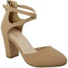 image:imageTOP Moda Womens Chunky Block Heels Closed Toe Ankle Strap Pumps Dress ShoesTan
